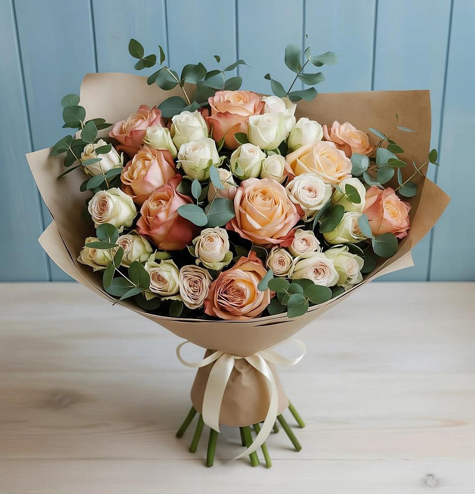 Букет цветов из: Альстромерии и Розы в Бограде