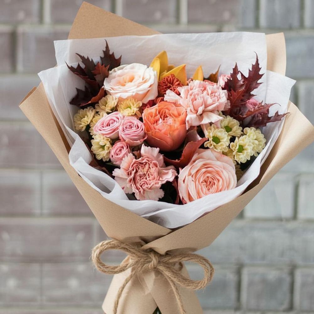 Букет цветов из: Гвоздики, Хризантемы и Розы в Бограде