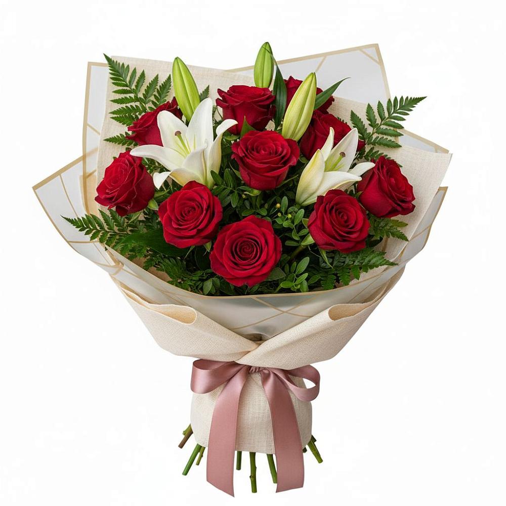 Букет цветов из: Лилии и Розы в Бограде