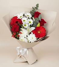 Букет цветов из:  Розы, Хризантемы, Герберы и Лилии в Бограде