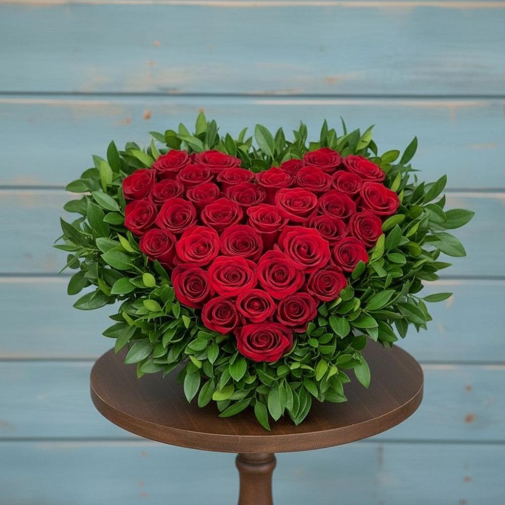 Цветочная композиция из Розы в виде сердца в Бограде