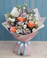 Букет цветов из:  Лизиантусы, Розы, Альстромерии и Гипсофила #REPLACE_PRED# Бограде