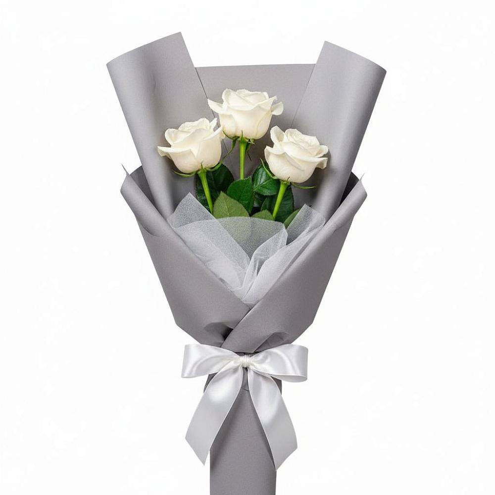 Букет 3 белые розы в Бограде