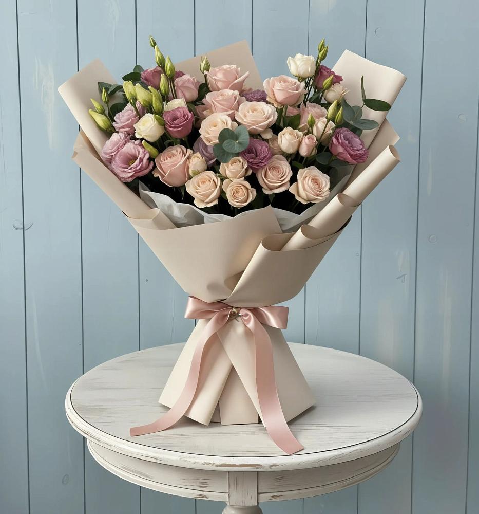 Букет цветов из: Розы и Лизиантусы в Бограде