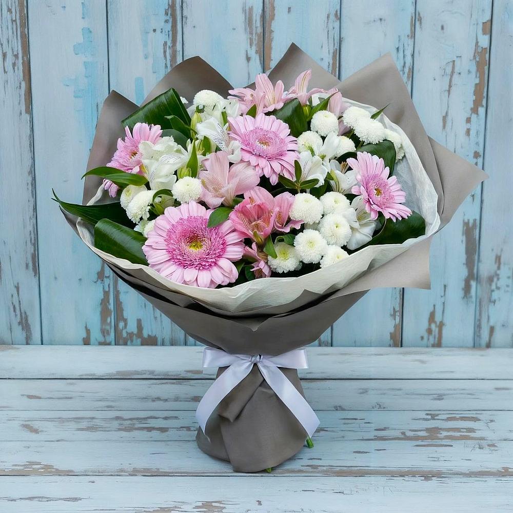 Букет цветов из: Герберы, Альстромерии и Хризантемы в Бограде